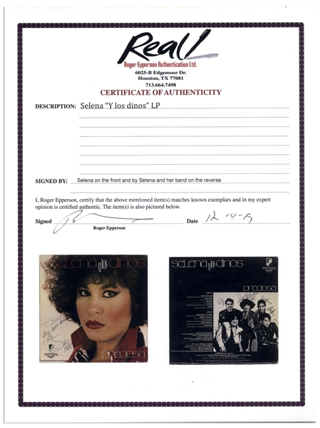 Selena Twice-Signed ''Preciosa'' Album -- Signed ''Selena'' on the Front & ''Selena Quintanilla'' on Back -- With Roger Epperson COA